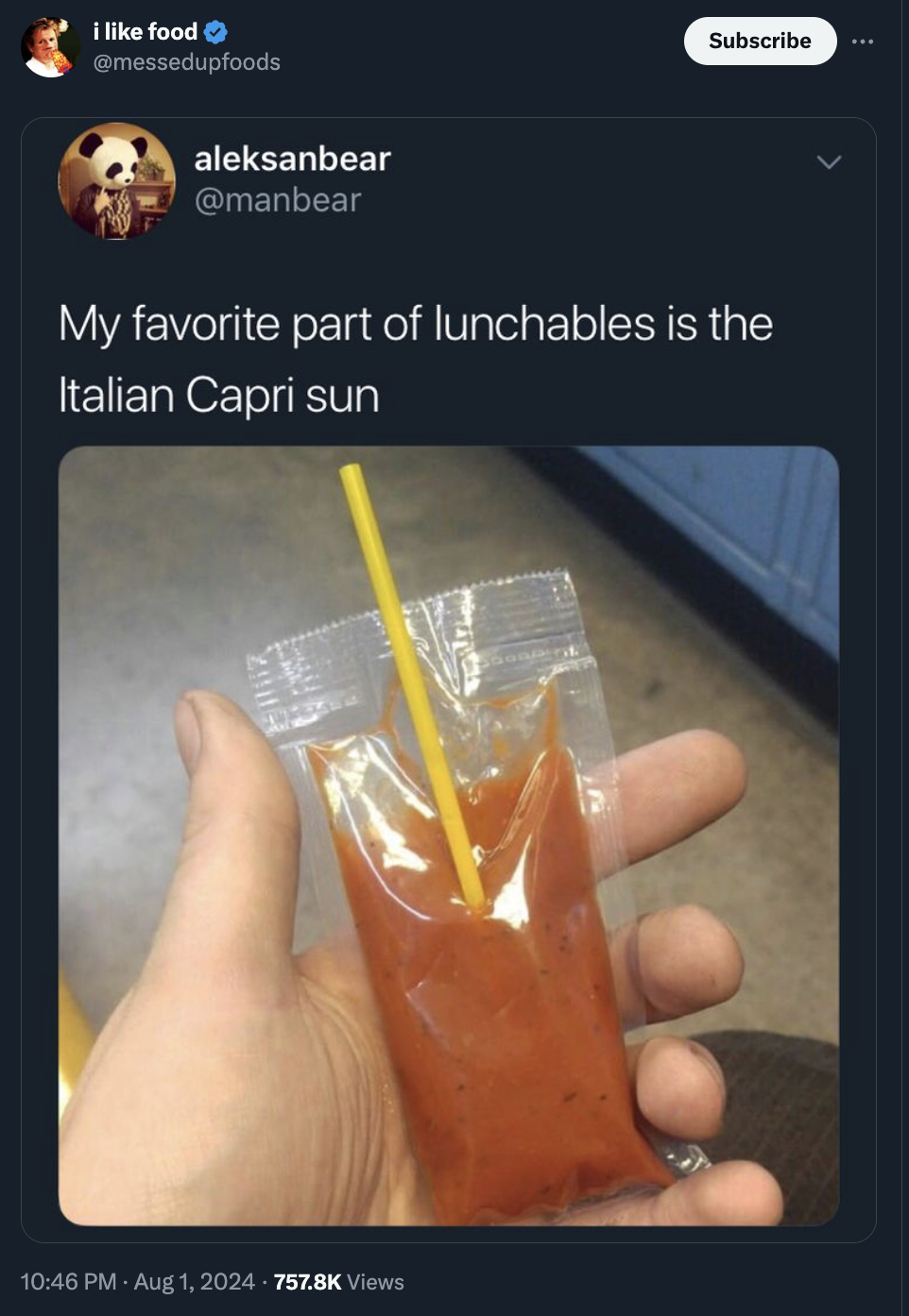 capri sonne meme - i food Subscribe aleksanbear My favorite part of lunchables is the Italian Capri sun Views